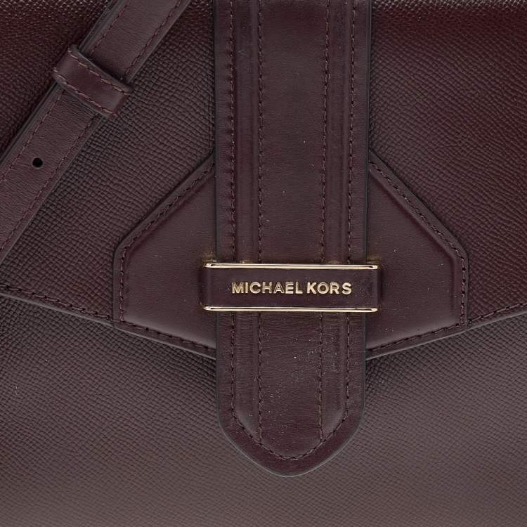 Pre Owned Michael Kors Burgundy Leather Bleecker Top Handle Bag