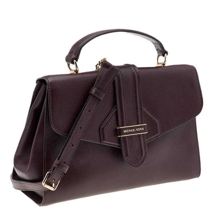 Pre Owned Michael Kors Burgundy Leather Bleecker Top Handle Bag
