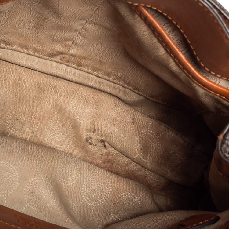 Pre Owned Michael Kors Brown Signature Coated Canvas Jet Set Tote