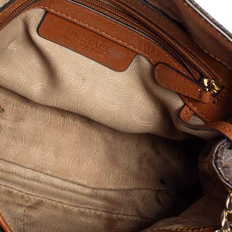 Pre Owned Michael Kors Brown Signature Coated Canvas Jet Set Tote