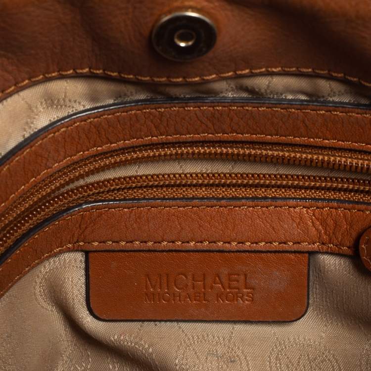 Pre Owned Michael Kors Brown Signature Coated Canvas Jet Set Tote