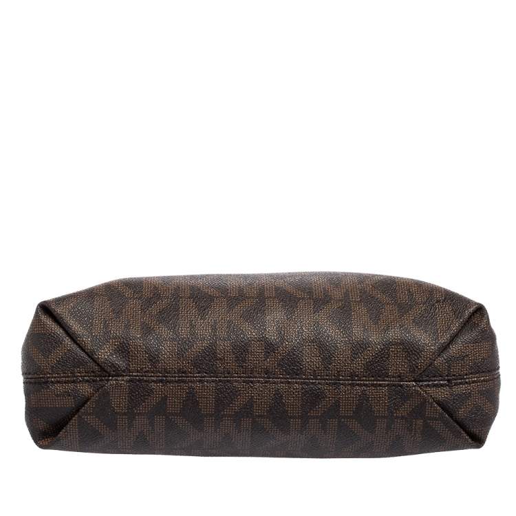 Pre Owned Michael Kors Brown Signature Coated Canvas Jet Set Tote