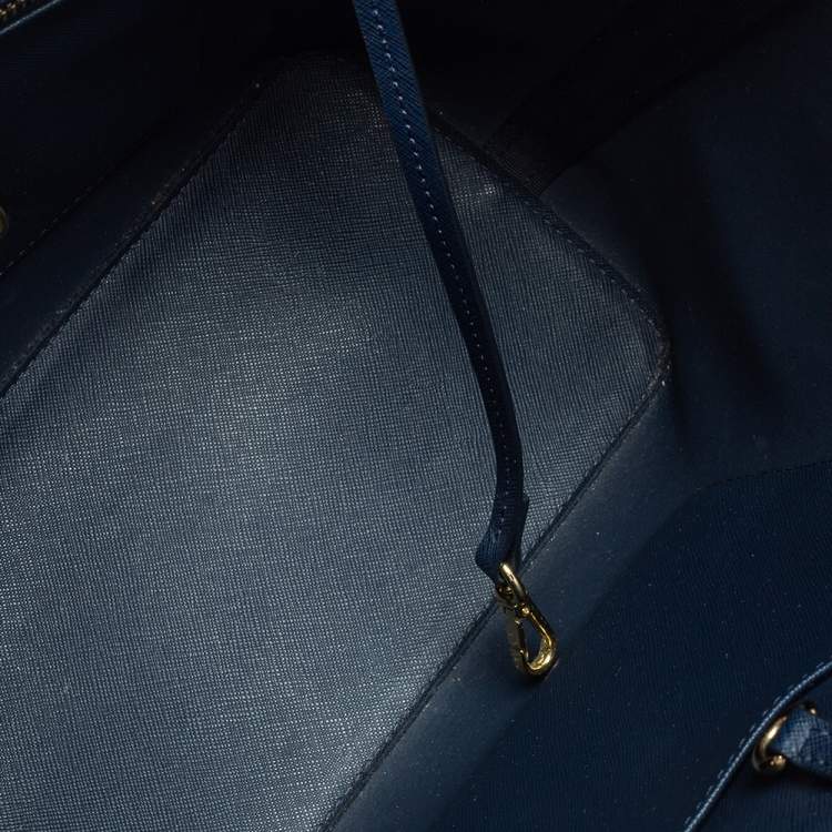 Pre Owned Michael Kors Navy Blue Leather Small Jet Set Travel Tote