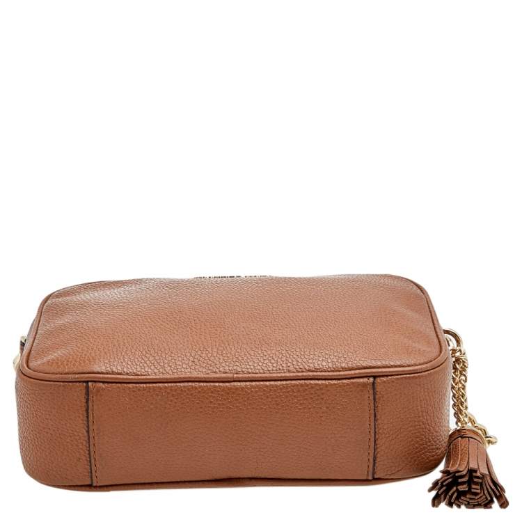 Pre Owned Michael Kors Brown Leather Small Ginny Camera Crossbody Bag