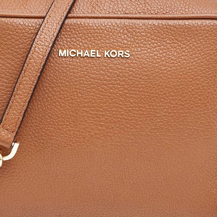Pre Owned Michael Kors Brown Leather Small Ginny Camera Crossbody Bag