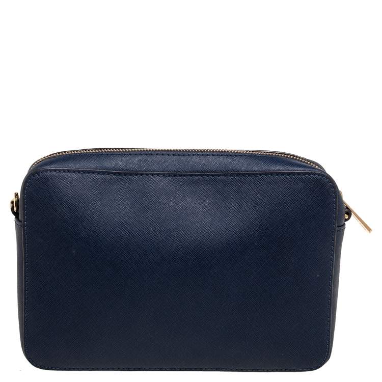 مملوكة مسبقًا Michael Kors Blue Saffiano Leather Jet Set Camera Crossbody Bag