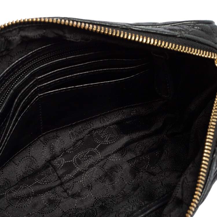 Pre Owned Michael Kors Black Quilted Leather Susannah Lock Messenger Bag