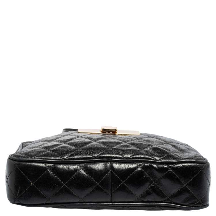 Pre Owned Michael Kors Black Quilted Leather Susannah Lock Messenger Bag