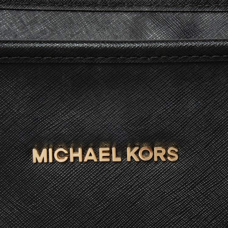 Pre Owned Michael Kors Black Saffiano Leather Jet Set Travel Tote