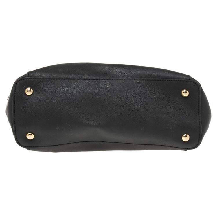 مملوكة مسبقًا MICHAEL Michael Kors Black Saffiano Leather Medium Jet Set Top Zip Tote