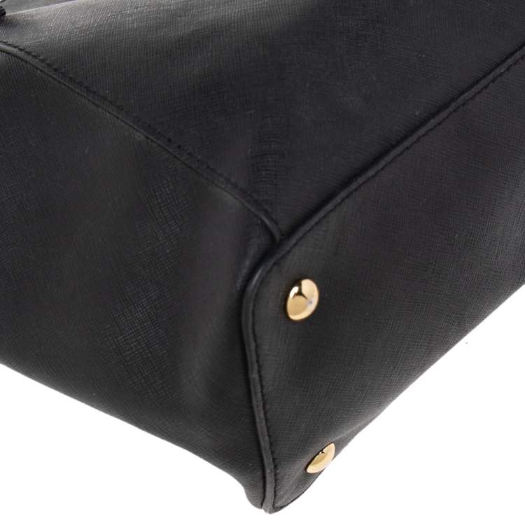 مملوكة مسبقًا MICHAEL Michael Kors Black Saffiano Leather Medium Jet Set Top Zip Tote