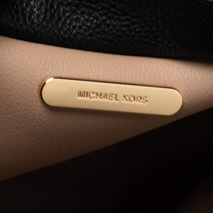 Pre Owned Michael Kors Black Leather Kimberly Bonded Tote