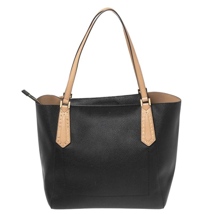 Pre Owned Michael Kors Black Leather Kimberly Bonded Tote