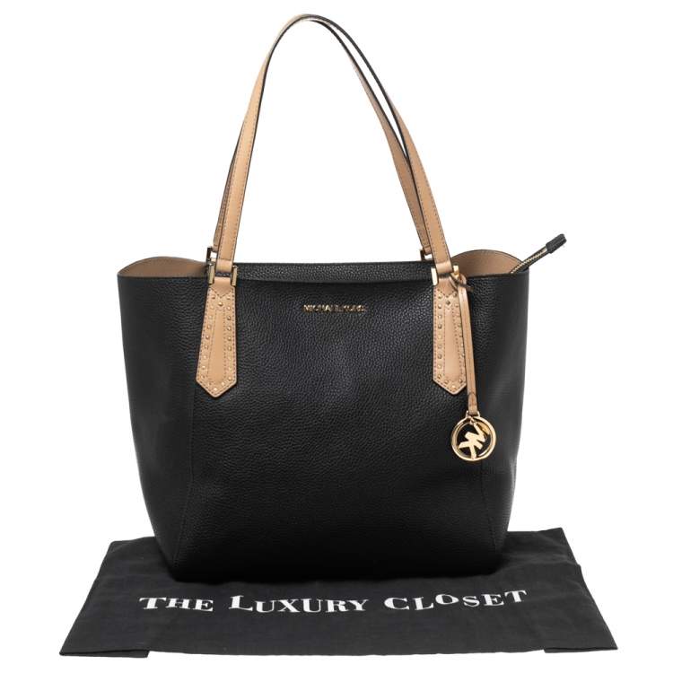 Pre Owned Michael Kors Black Leather Kimberly Bonded Tote