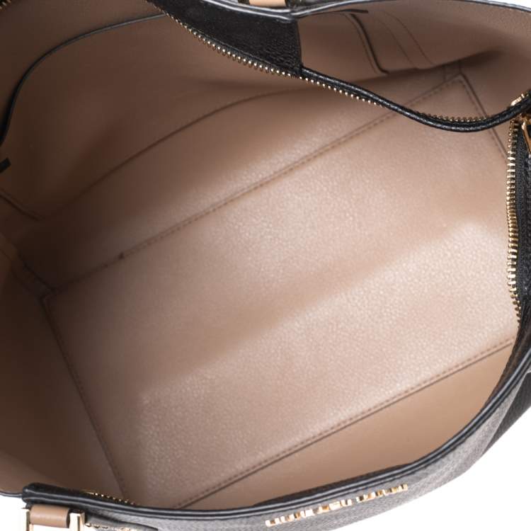 Pre Owned Michael Kors Black Leather Kimberly Bonded Tote