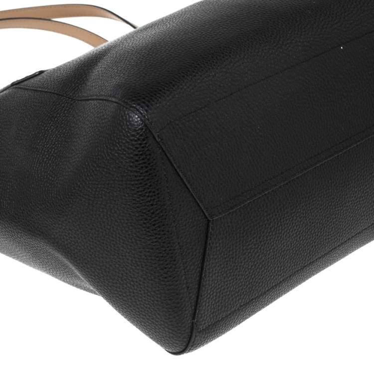 Pre Owned Michael Kors Black Leather Kimberly Bonded Tote