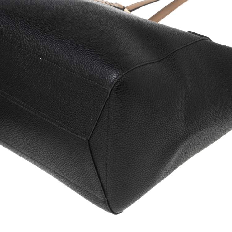 Pre Owned Michael Kors Black Leather Kimberly Bonded Tote