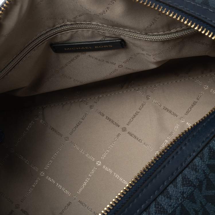 Pre Owned Michael Kors Blue Signature Coated Canvas Satchel