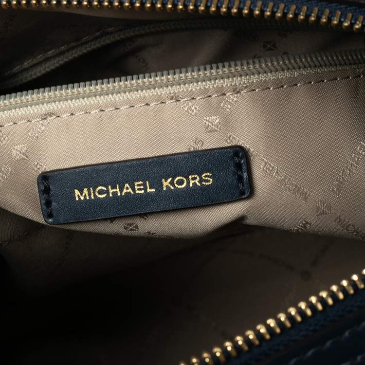 Pre Owned Michael Kors Blue Signature Coated Canvas Satchel