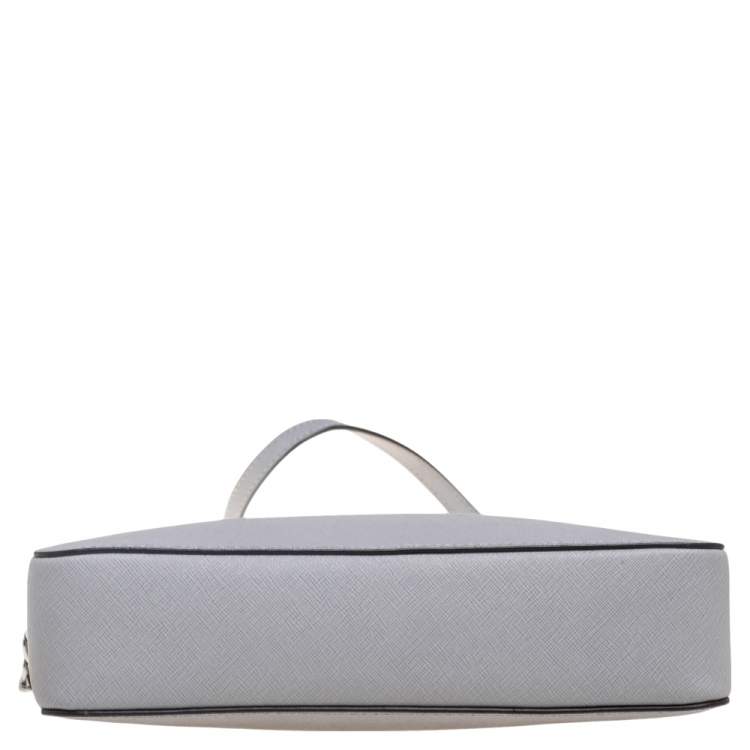 Pre Owned Michael Kors Grey Saffiano Leather Large Jet Set Crossbody Bag 