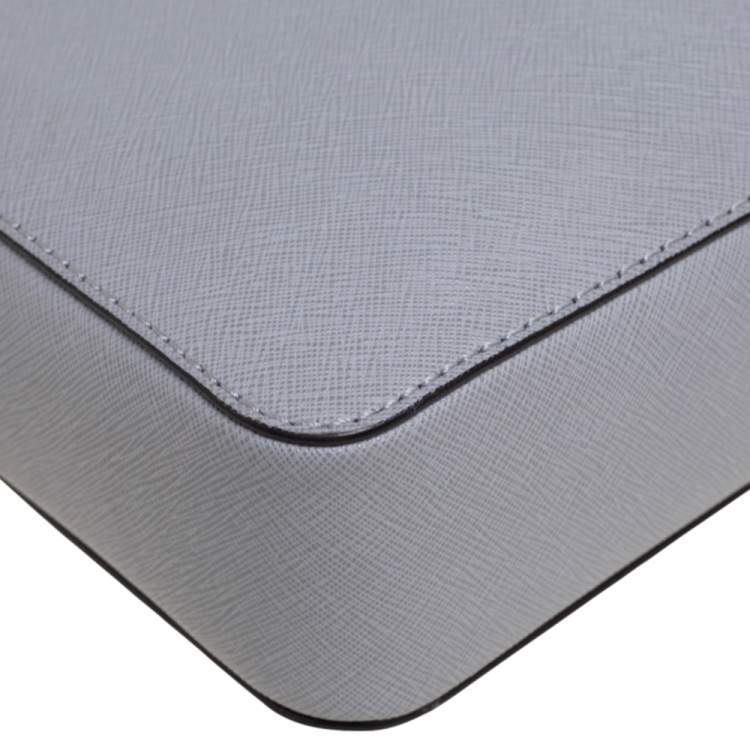 Pre Owned Michael Kors Grey Saffiano Leather Large Jet Set Crossbody Bag 