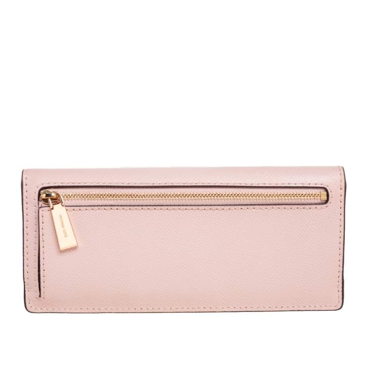 Pre Owned Michael Kors Dusty Pink Saffiano Leather Jet Set Travel Flat Wallet