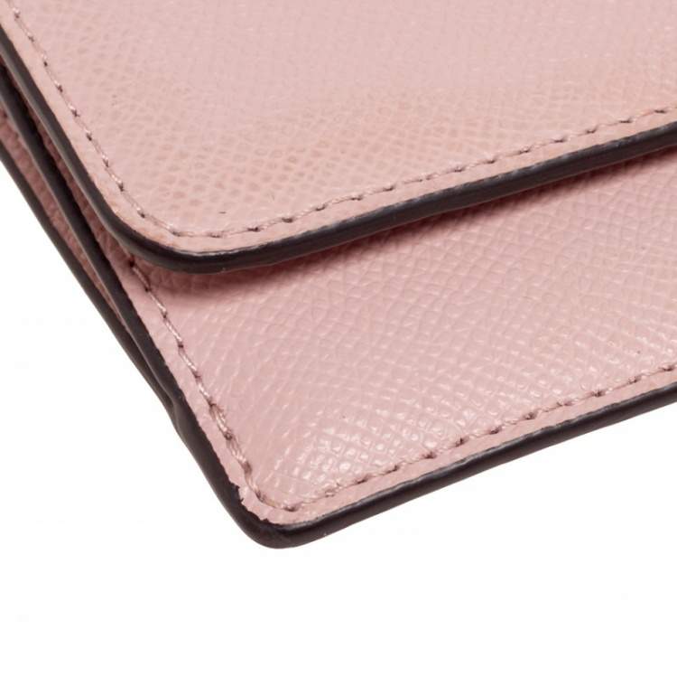 Pre Owned Michael Kors Dusty Pink Saffiano Leather Jet Set Travel Flat Wallet