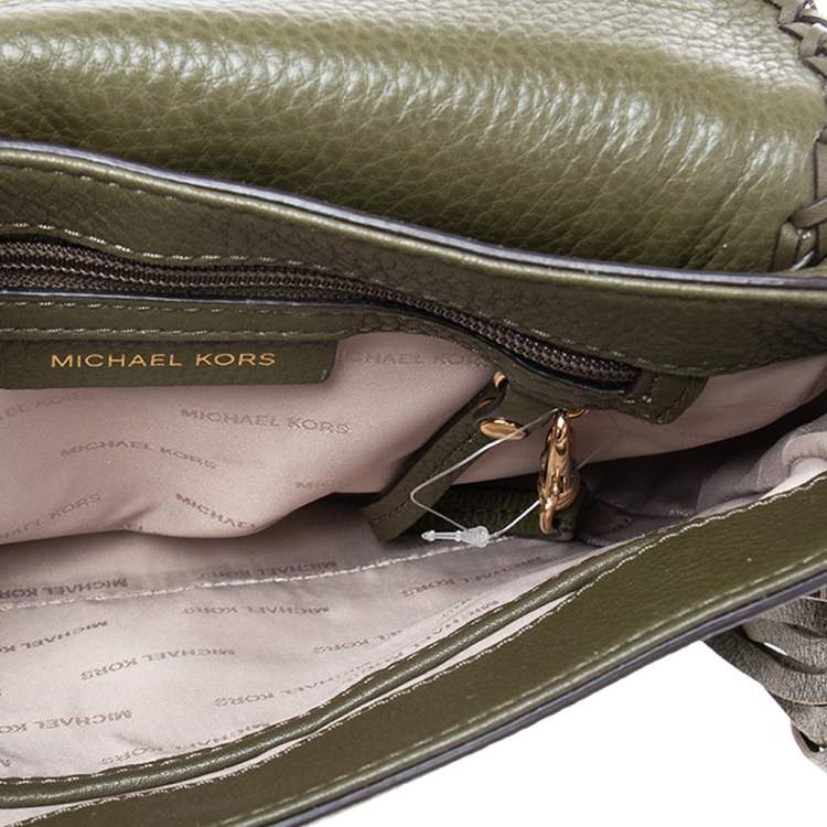 Pre Owned Michael Kors Olive Green Leather Moroccan Saddle Shoulder Bag