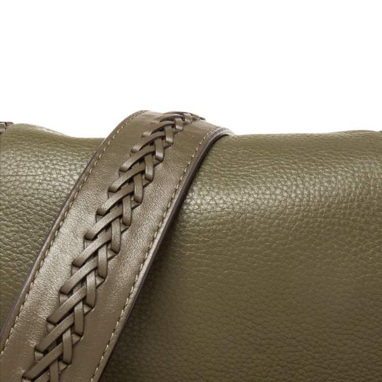 Pre Owned Michael Kors Olive Green Leather Moroccan Saddle Shoulder Bag