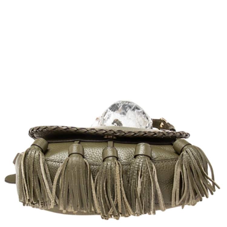 Pre Owned Michael Kors Olive Green Leather Moroccan Saddle Shoulder Bag