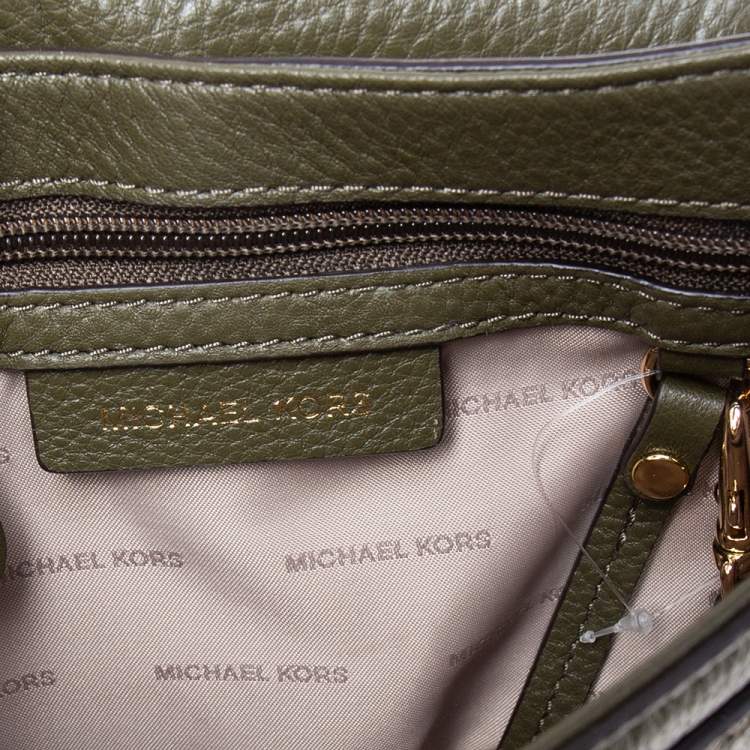 Pre Owned Michael Kors Olive Green Leather Moroccan Saddle Shoulder Bag