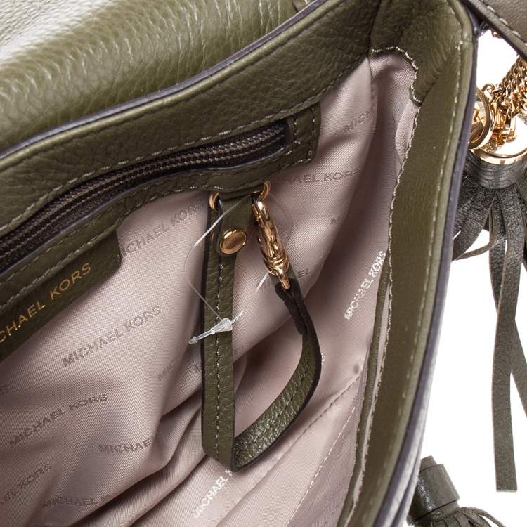 Pre Owned Michael Kors Olive Green Leather Moroccan Saddle Shoulder Bag