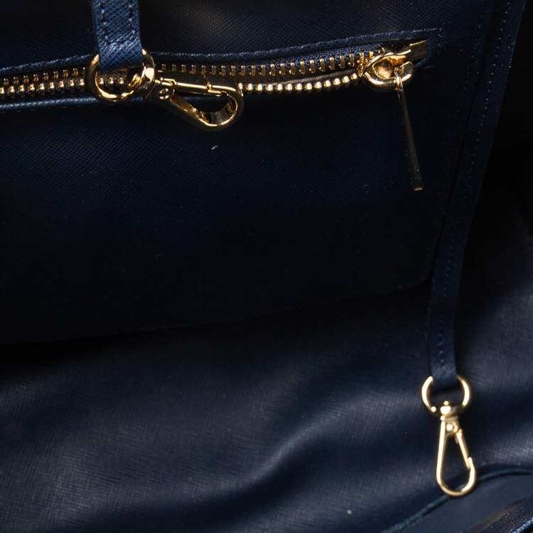 Pre Owned Michael Kors Blue Leather Jet Set Tote