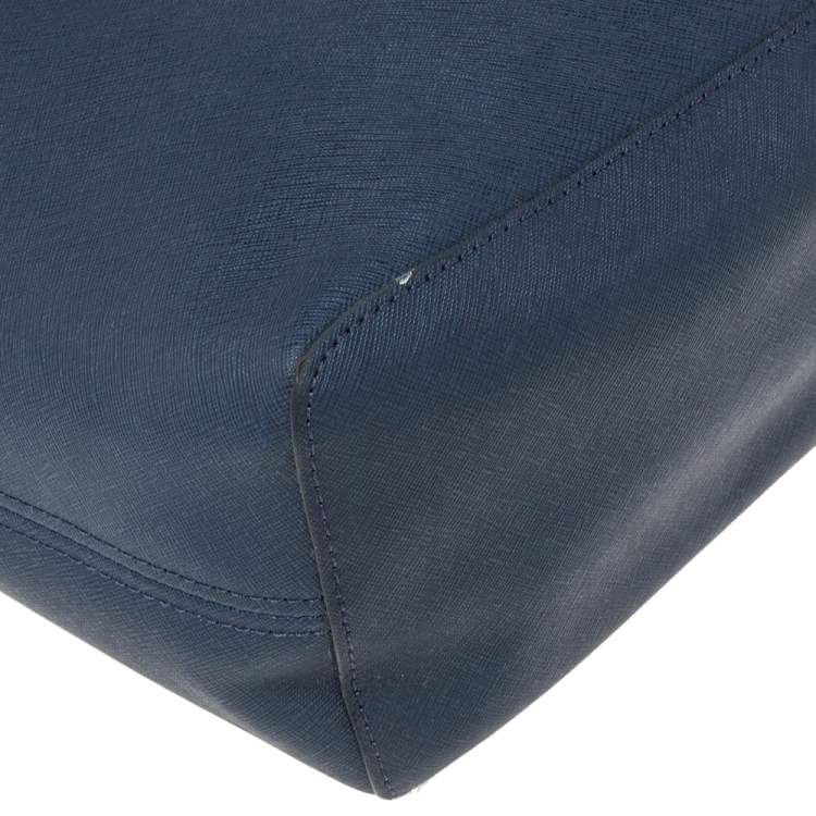 Pre Owned Michael Kors Blue Leather Jet Set Tote