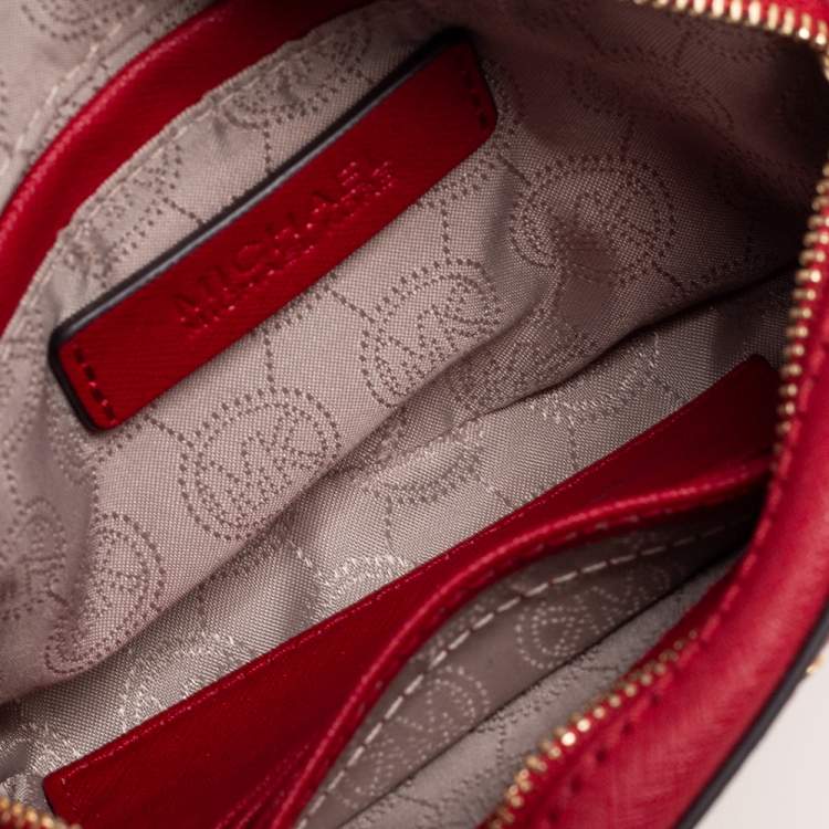 مملوكة مسبقًا MICHAEL Michael Kors Red Saffiano Leather Jet Set Camera Crossbody Bag