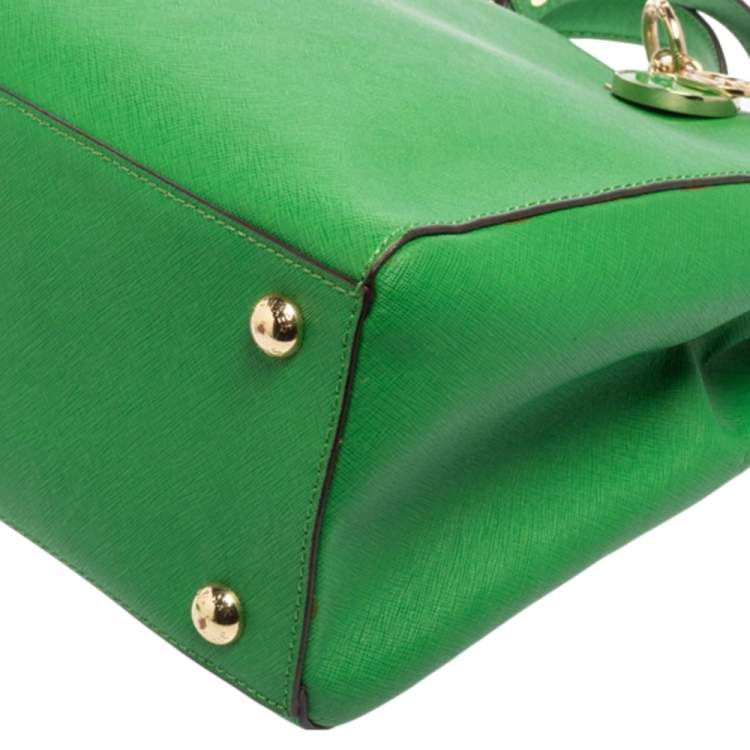 Pre Owned MICHAEL Michael Kors Green Saffiano Leather Cynthia Tote