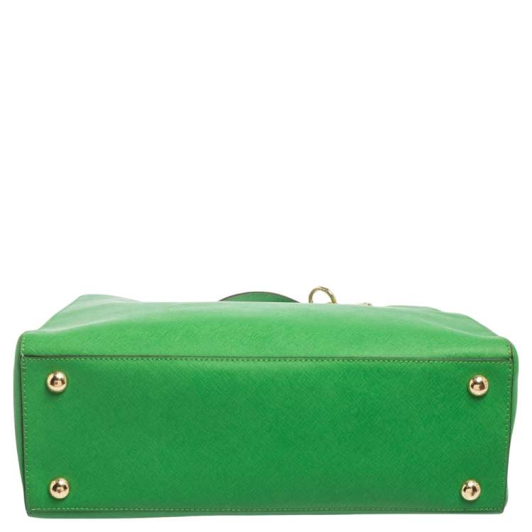Pre Owned MICHAEL Michael Kors Green Saffiano Leather Cynthia Tote