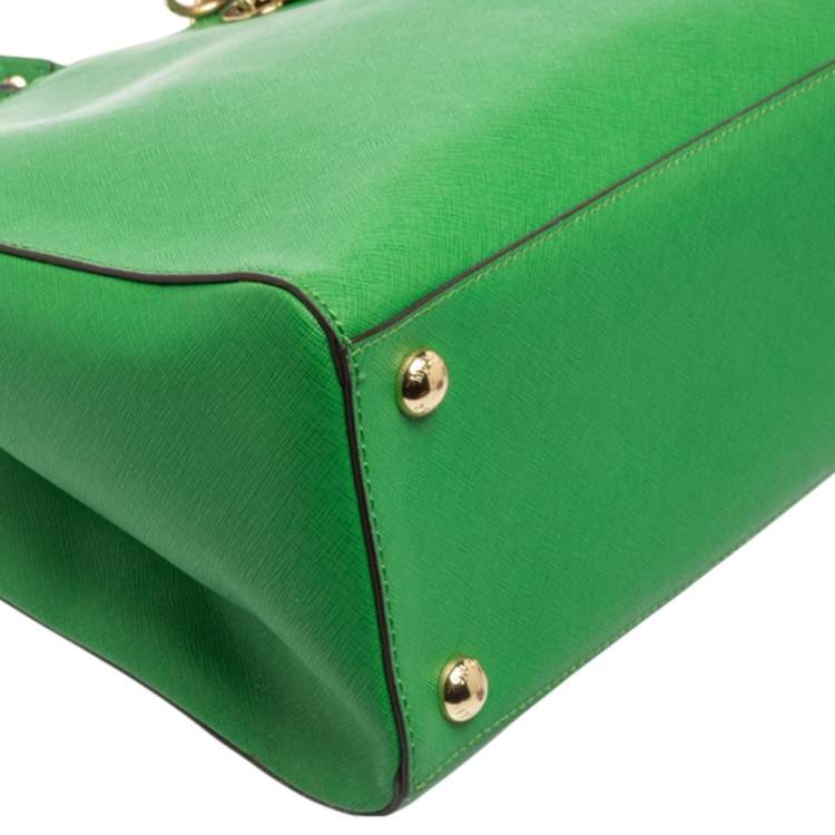 Pre Owned MICHAEL Michael Kors Green Saffiano Leather Cynthia Tote