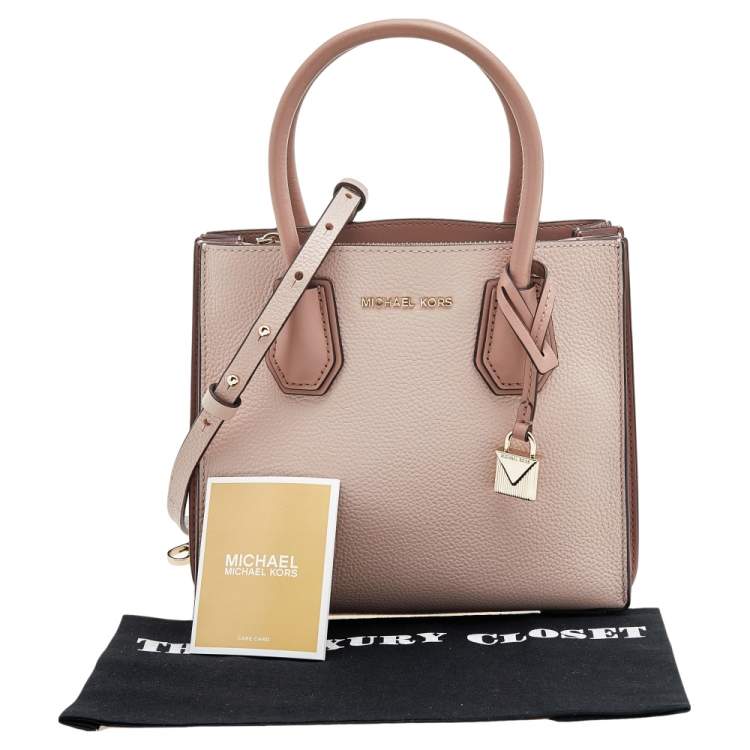Pre Owned Michael Kors Pink Leather Mini Mercer Tote