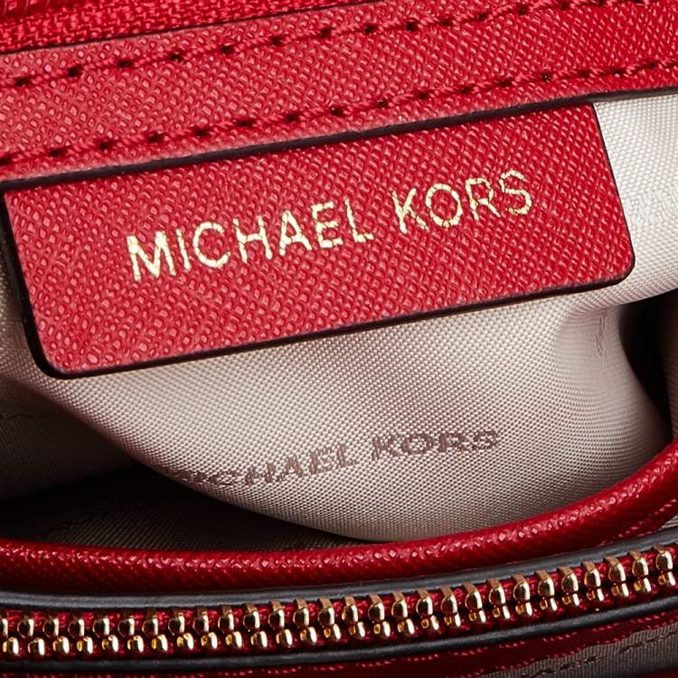 Pre Owned Michael Kors Red Saffiano Leather Cynthia Tote