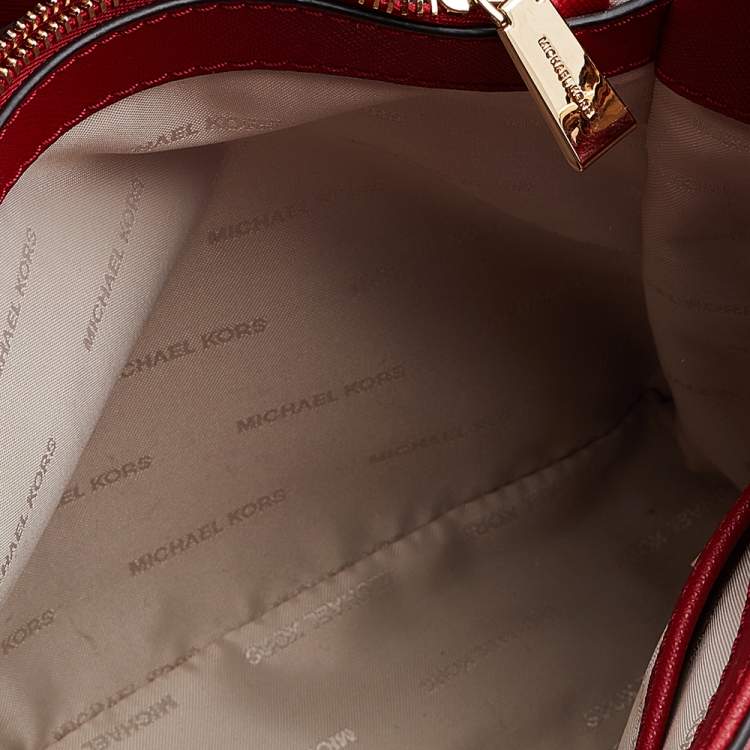 Pre Owned Michael Kors Red Saffiano Leather Cynthia Tote