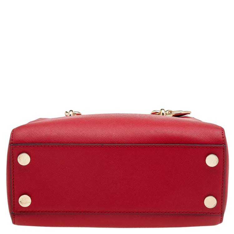 Pre Owned Michael Kors Red Saffiano Leather Cynthia Tote