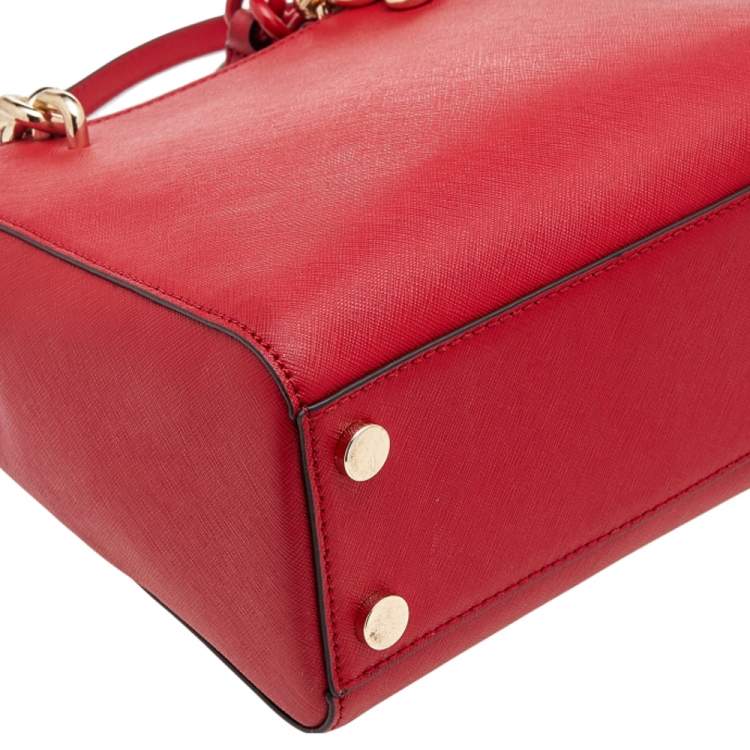 Pre Owned Michael Kors Red Saffiano Leather Cynthia Tote