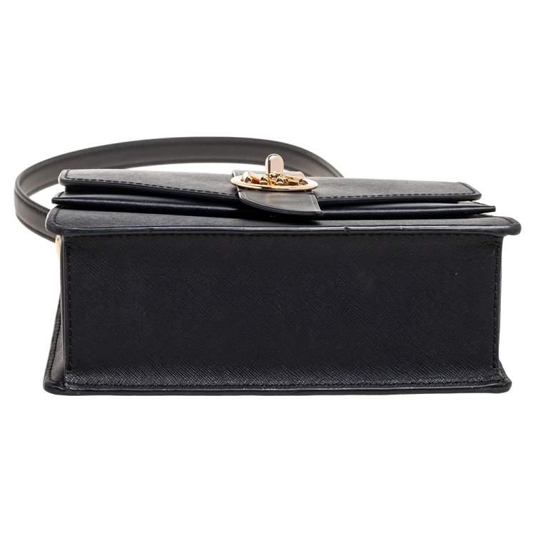 Pre Owned Michael Kors Black Saffiano Leather Small Greenwich Shoulder Bag