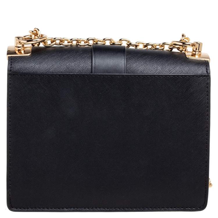 Pre Owned Michael Kors Black Saffiano Leather Small Greenwich Shoulder Bag