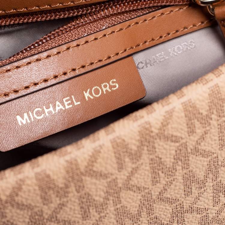 Pre Owned Michael Kors Tri Color Monogram Coated Canvas And Leather Kinsley Top Handle Bag
