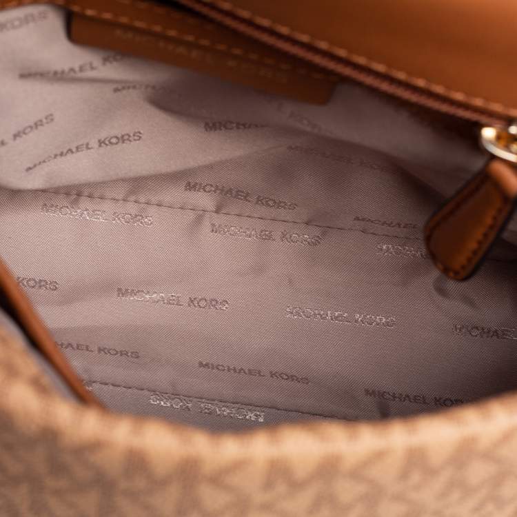 Pre Owned Michael Kors Tri Color Monogram Coated Canvas And Leather Kinsley Top Handle Bag