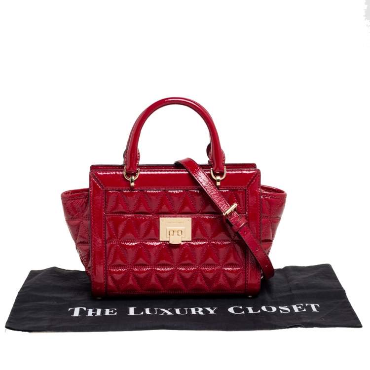 Pre Owned MICHAEL Michael Kors Red Patent Leather Vivianne Satchel