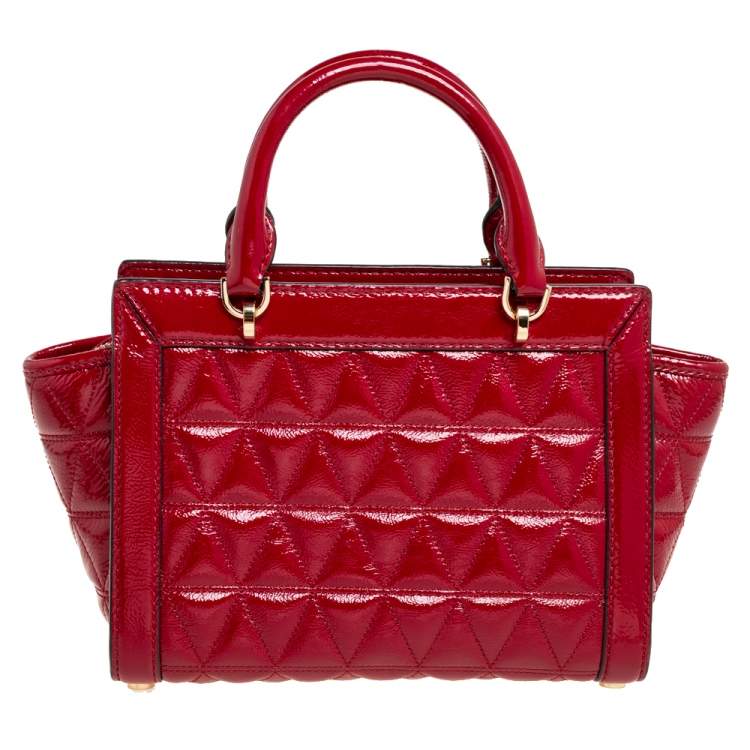 Pre Owned MICHAEL Michael Kors Red Patent Leather Vivianne Satchel