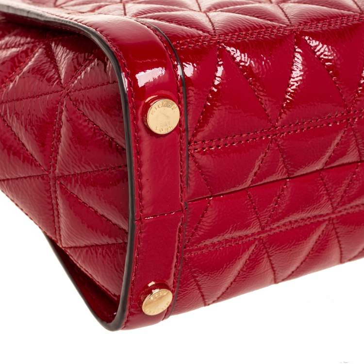Pre Owned MICHAEL Michael Kors Red Patent Leather Vivianne Satchel